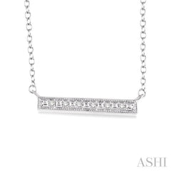 1/20 Ctw Single Cut Diamond Stick Pendant in Sterling Silver with Chain
