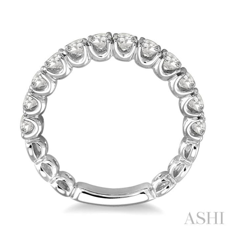 3/4 ctw Round Cut Diamond Wedding Band in 14K White Gold