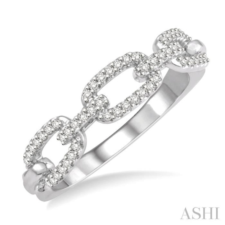 1/5 ctw Interlocked Links Round Cut Diamond Ladies Ring in 14K White Gold