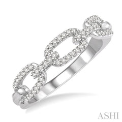 1/5 ctw Interlocked Links Round Cut Diamond Ladies Ring in 14K White Gold