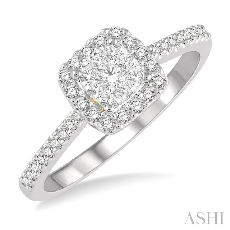 1/3 ctw Round Diamond Lovebright Halo Engagement Ring in 14K White and Yellow Gold