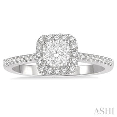 1/3 ctw Round Diamond Lovebright Halo Engagement Ring in 14K White and Yellow Gold
