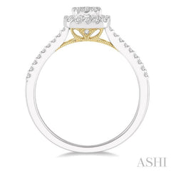 1/3 ctw Round Diamond Lovebright Halo Engagement Ring in 14K White and Yellow Gold