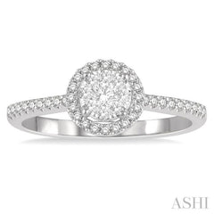 1/3 ctw Round Diamond Lovebright Halo Engagement Ring in 14K White and Yellow Gold