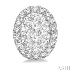 1/2 ctw Oval Shape Lovebright Round Cut Diamond Stud Earrings in 14K White Gold