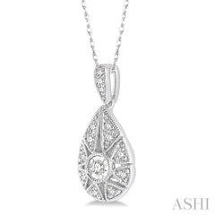 1/8 Ctw Lattice Pear Shape Round Cut Diamond Pendant in 10K White Gold
