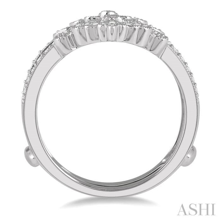 1/4 Ctw Oval Fleur De Lis Round Cut Diamond Insert Ring in 14K White Gold