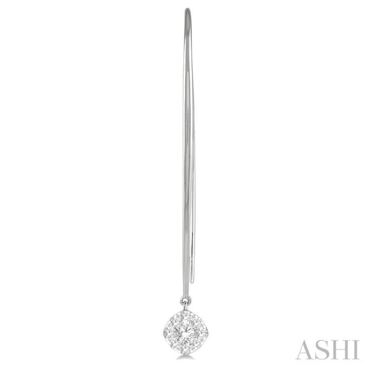 1/2 Ctw Cushion Shape Lovebright Round Cut Diamond Earrings in 14K White Gold
