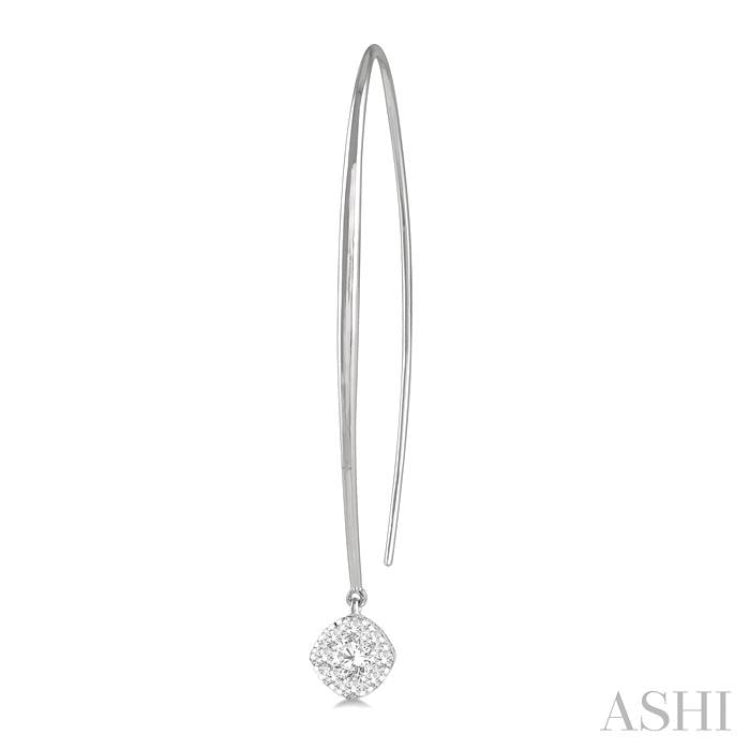 1/3 Ctw Cushion Shape Lovebright Round Cut Diamond Earrings in 14K White Gold