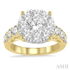 2 ctw Round Diamond Lovebright Ring in 14K Yellow and White Gold