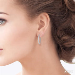 1 1/2 ctw Inside-Out Round Cut Diamond Hoop Earrings in 14K White Gold
