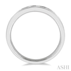1 ctw Channel Set 11 Stone Round Cut Diamond Wedding Band in 14K White Gold
