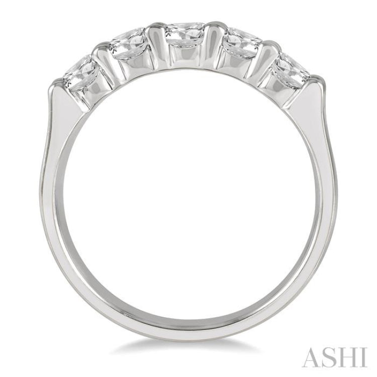 1 ctw Round Cut Diamond 5 Stone Wedding Band in 14K White Gold