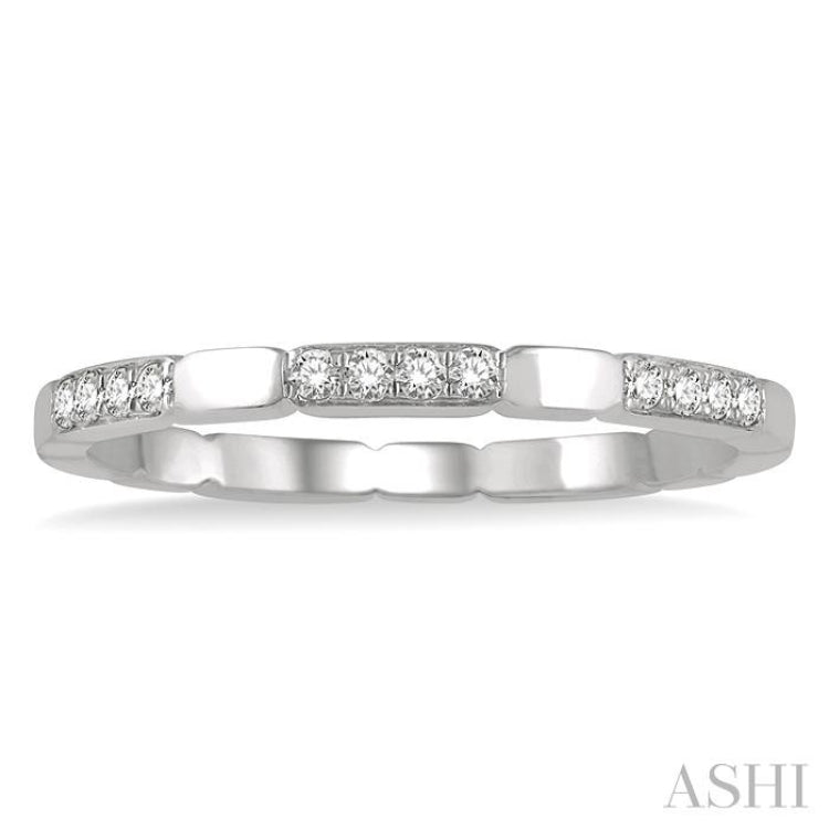 1/10 Ctw Round Cut Diamond Block Stackable Ring in 14K White Gold