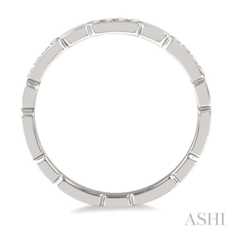 1/10 Ctw Round Cut Diamond Block Stackable Ring in 14K White Gold