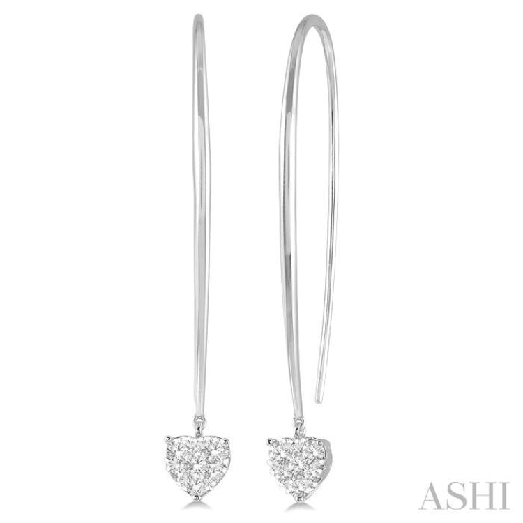 1/2 Ctw Heart Shape Lovebright Round Cut Diamond Earrings in 14K White Gold