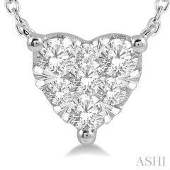 1/4 Ctw Lovebright Diamond Heart Pendant With Chain in 14K White Gold