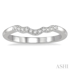 1/10 Ctw Waves Center Round Cut Diamond Wedding Band in 14K White Gold