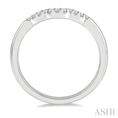 1/10 Ctw Waves Center Round Cut Diamond Wedding Band in 14K White Gold