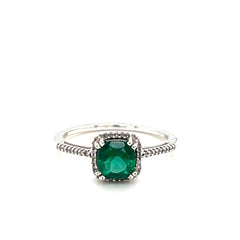 Created Emerald and Diamond Ring