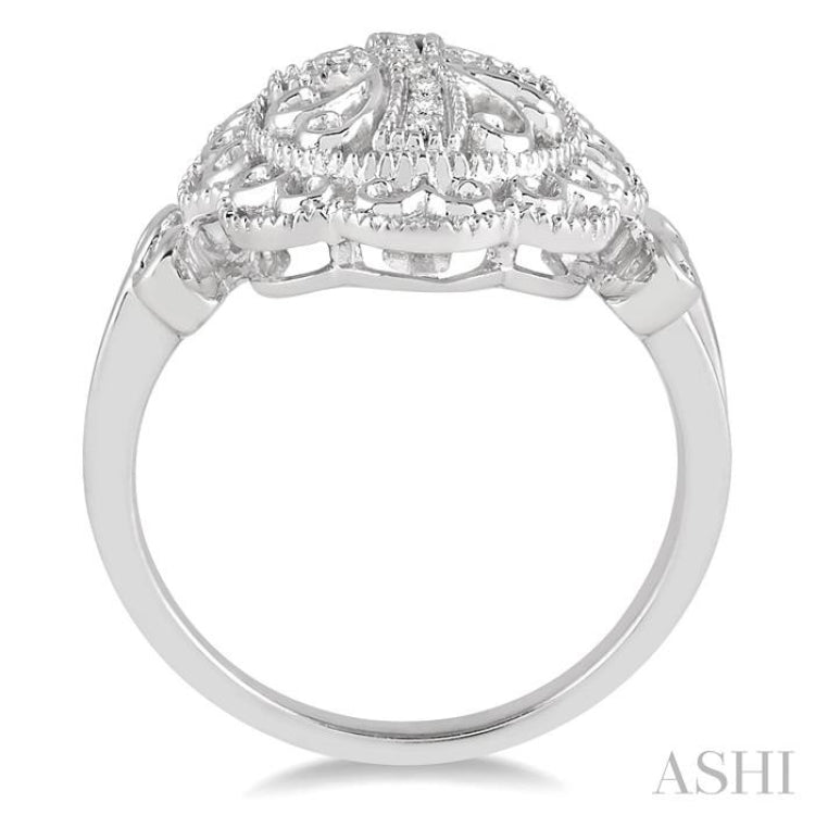 1/20 ctw Round Cut Diamond Cross In Oval Ring in Sterling Silver