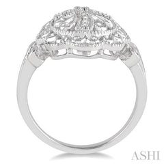 1/20 ctw Round Cut Diamond Cross In Oval Ring in Sterling Silver