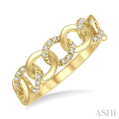 1/10 ctw Curb & Cuban Round Cut Diamond Fashion Band in 14K Yellow Gold