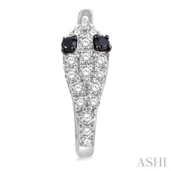 1/4 Ctw Serpent Head With Black Diamond Eyes Round Cut Diamond Huggie Petite Earrings in 10K White Gold