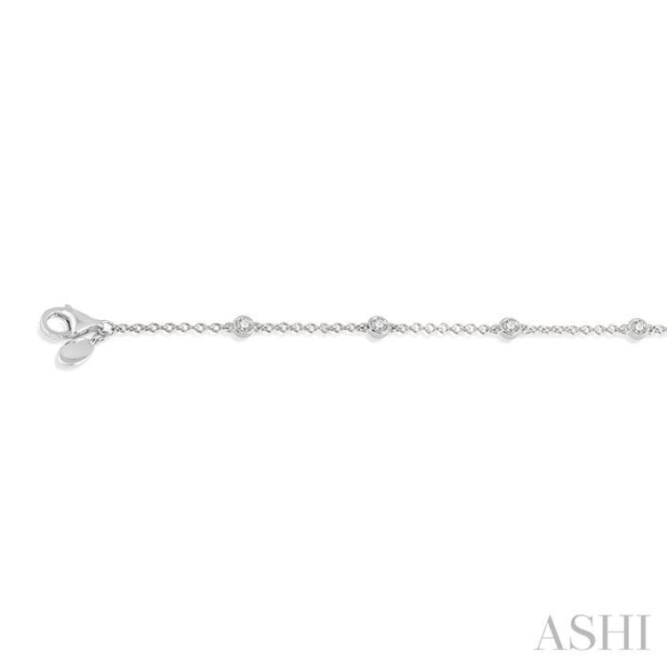 1/4 Ctw Circular Mount Round Cut Diamond Station Bracelet in 14K White Gold