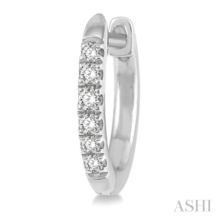 1/8 Ctw Single Cut Diamond Huggie Petite Earrings in 10K White Gold