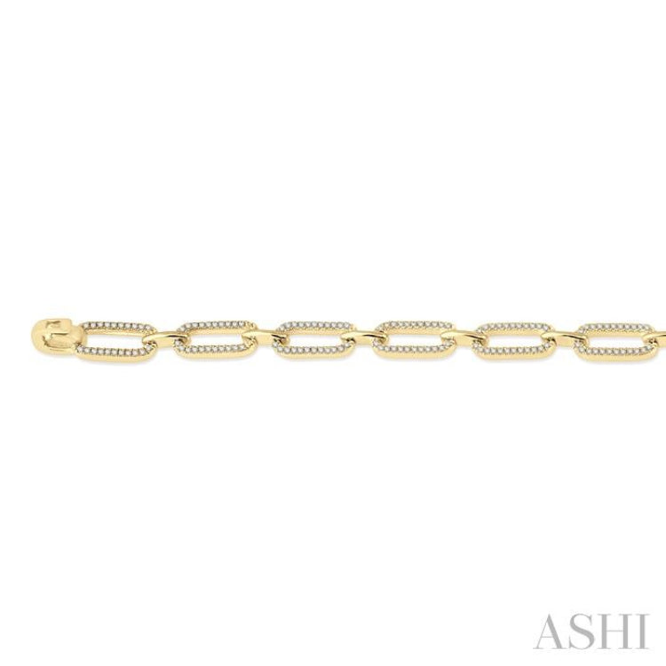 1 Ctw Round Cut Diamond Paperclip Bracelet in 14K Yellow Gold