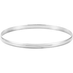 14K White Engravable 4 mm Half Round Bangle 7 1/2" Bracelet