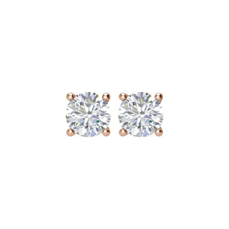 14K Rose 1 CTW Natural Diamond Stud Earrings