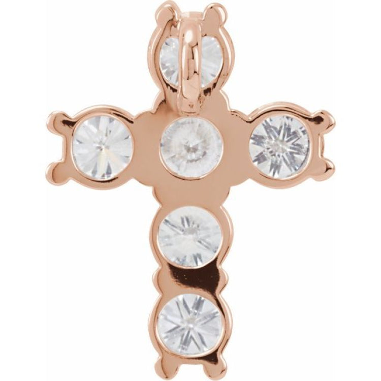 14K Rose 1 3/8 CTW Natural Diamond Cross Pendant