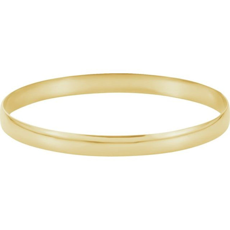14K Yellow Engravable 6 mm Half Round Bangle 7 1/2" Bracelet