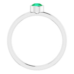 Rhodium-Plated Sterling Silver 4 mm Imitation Emerald Ring