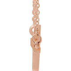 14K Rose 22x11.5 mm Sideways Cross 16-18" Necklace