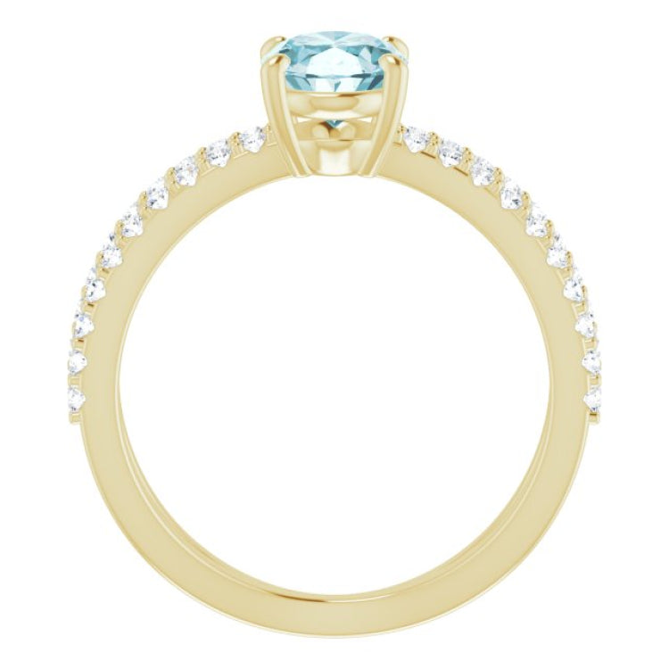 14K Yellow Natural Sky Blue Topaz & 1/3 CTW Natural Diamond Ring