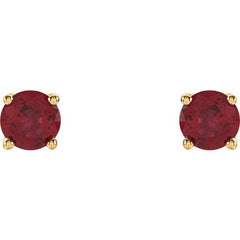 14K Yellow Gold 4 mm Lab-Grown Ruby Earrings