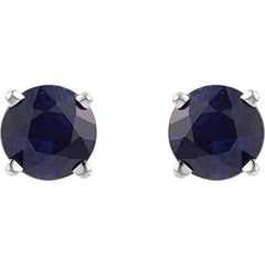 14K White 5 mm Lab-Grown Blue Sapphire Earrings