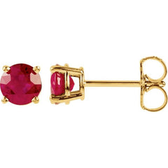 14K Yellow 5 mm Lab-Grown Ruby Earrings