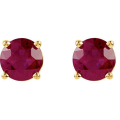 14K Yellow 5 mm Lab-Grown Ruby Earrings