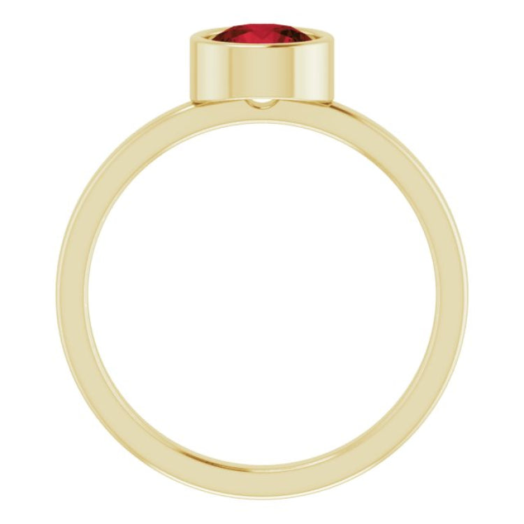 14K Yellow 6 mm Natural Mozambique Garnet Ring