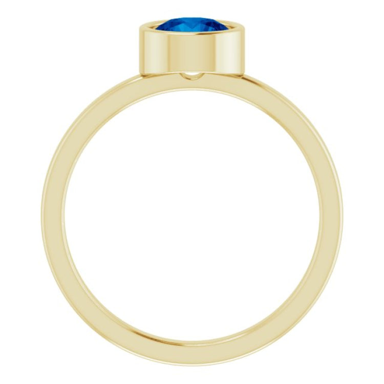 14K Yellow 6 mm Lab-Grown Blue Sapphire Ring