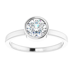 Rhodium-Plated Sterling Silver 6 mm Imitation Diamond Ring
