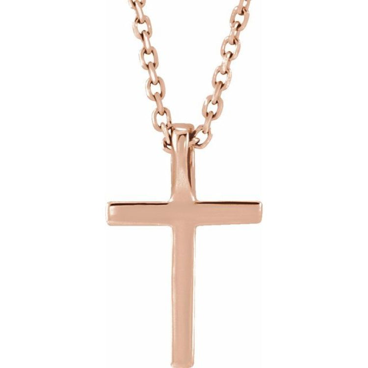 14K Rose Natural Yellow Sapphire Petite Cross 16" Necklace
