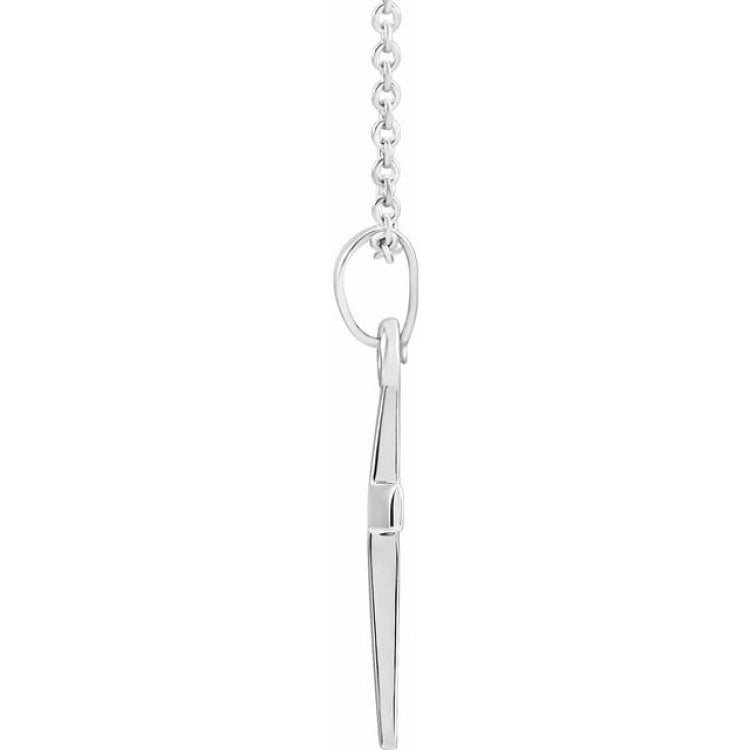 14K White Cross 18" Necklace