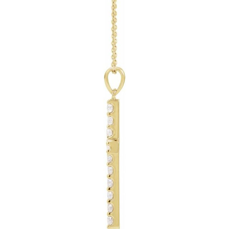 14K Yellow 1 1/4 CTW Natural Diamond Cross 18" Necklace
