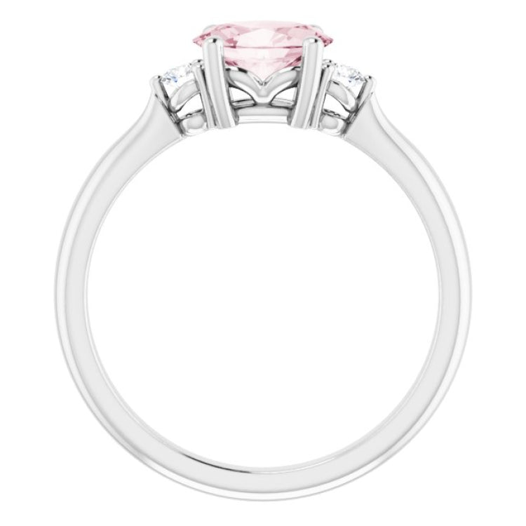 Platinum 7x5 mm Oval Natural Pink Morganite & .08 CTW Natural Diamond Ring