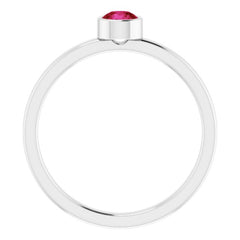 Platinum 4 mm Lab-Grown Ruby Ring